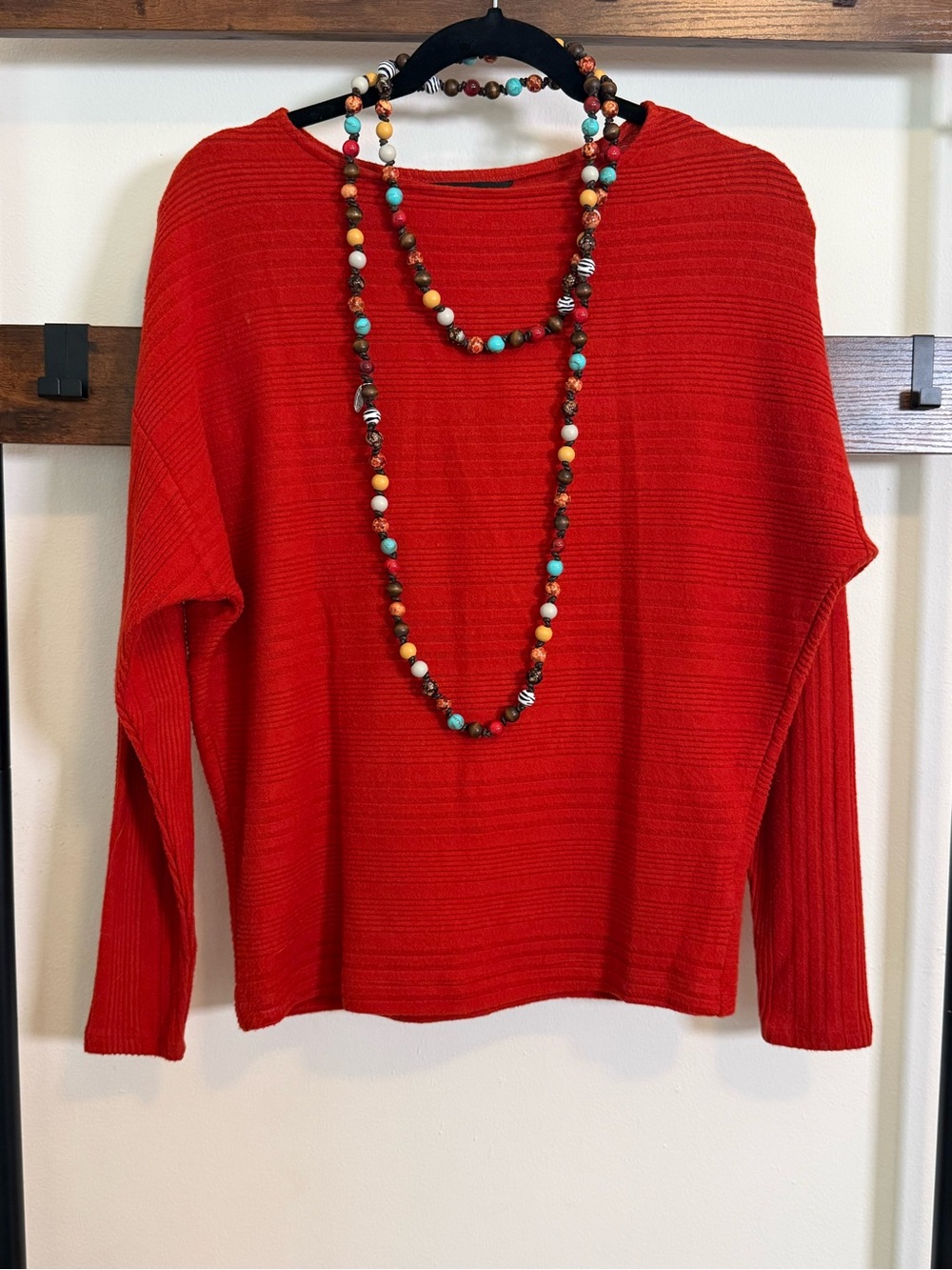 Simply Vera Vera Wang Red Textured Dolman Sleeve Sweater XS